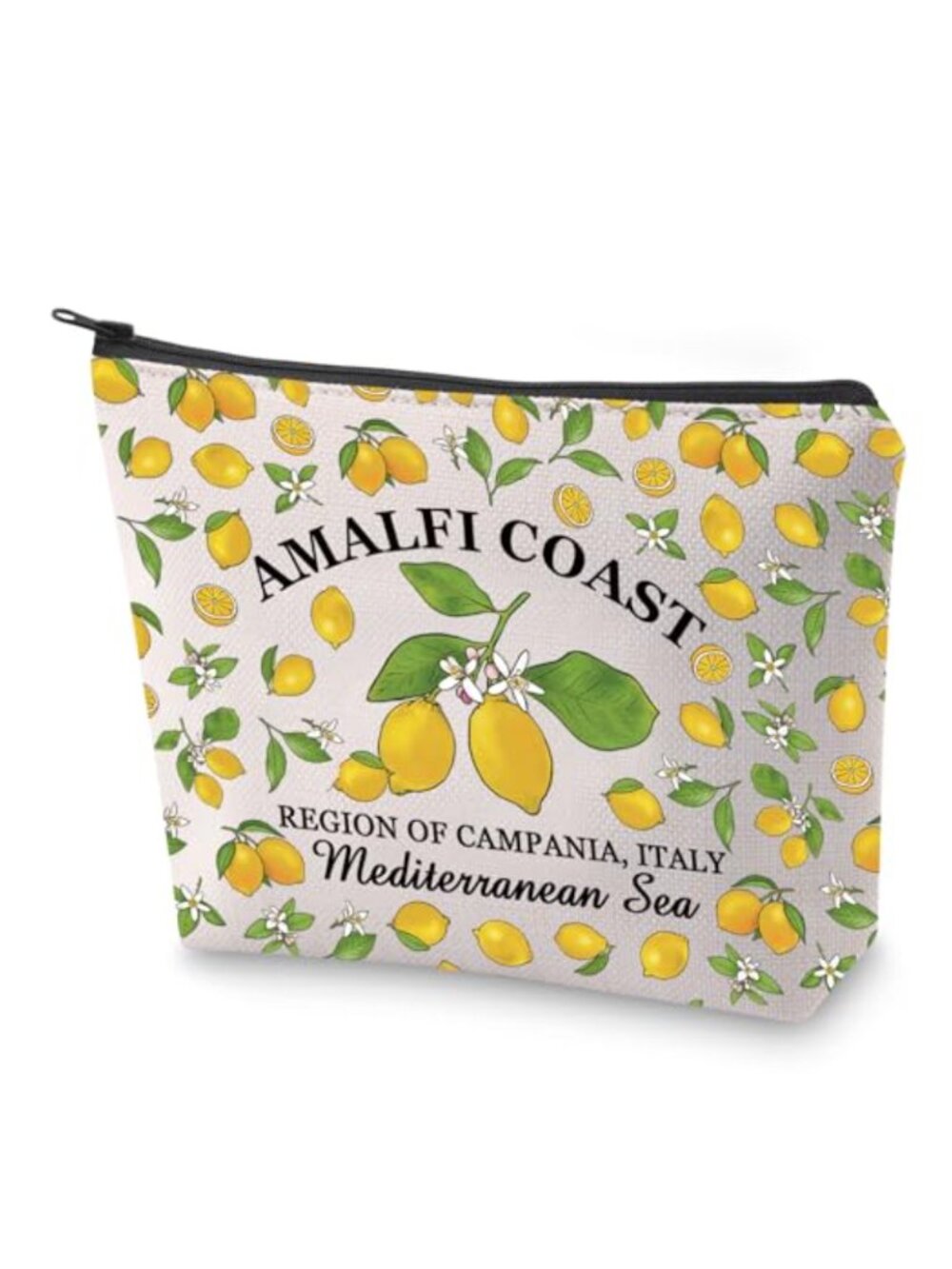 Polyester Makeup Bag Amalfi Coast Travel Cosmetic Pouch Zipper
